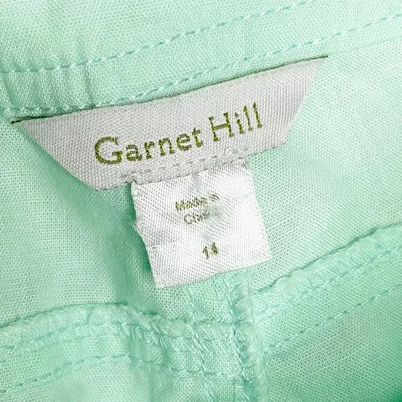 Garnet Hill Seafoam Green Cotton Casual Pants Size 14 - Picture 2 of 5
